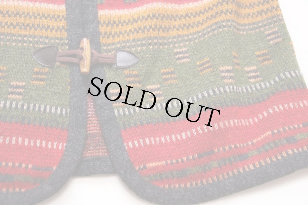 画像5: 90s フランス製 JACQUARD ラグ柄 ジャガード ウール×アクリルニット ベスト カーディガン M (5)