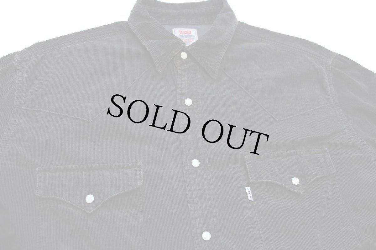 画像3: 90s Levi'sリーバイス コットン コーデュロイ ウエスタンシャツ 黒 XL★ユーロ (3)