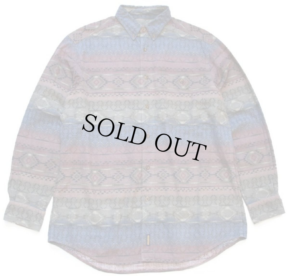 画像1: 00s WOOLRICH JOHN RICH&BROS ウールリッチ フォークロア柄 ボタンダウン コットン シャモアクロスシャツ L (1)
