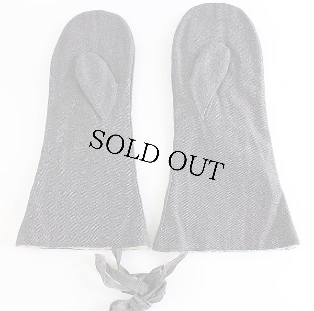 画像2: ビンテージ ブラックシャンブレー ミトン グローブ★B 手袋 (2)