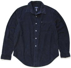 画像1: 00s トルコ製 POLO JEANSポロ ジーンズ ラルフローレン コットン コーデュロイシャツ 濃紺 L (1)