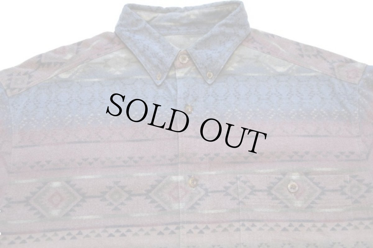 画像3: 00s WOOLRICH JOHN RICH&BROS ウールリッチ フォークロア柄 ボタンダウン コットン シャモアクロスシャツ L (3)