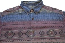 画像3: 00s WOOLRICH JOHN RICH&BROS ウールリッチ フォークロア柄 ボタンダウン コットン シャモアクロスシャツ L (3)