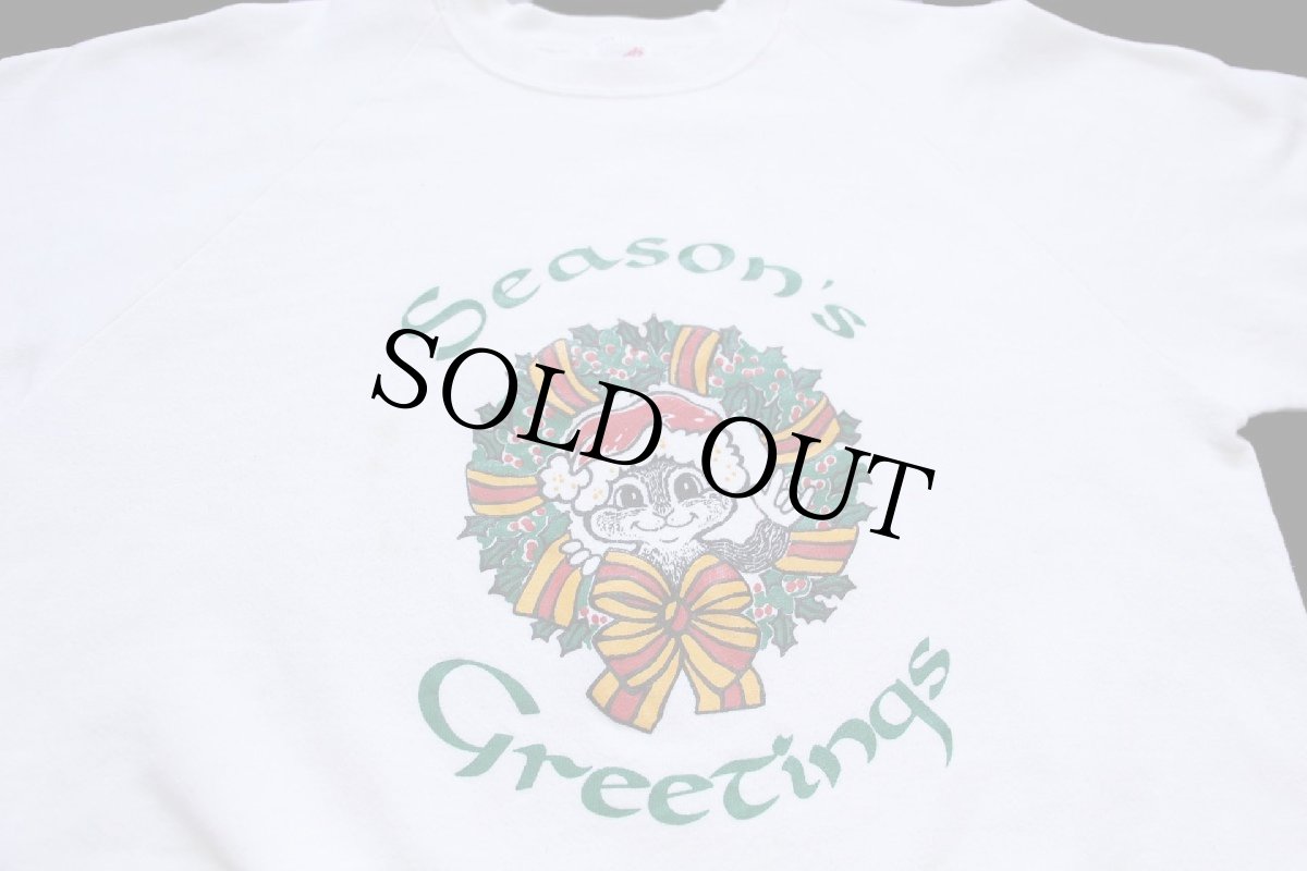 画像3: 80s USA製 Season's Greetings クリスマス リーフ スウェット 白 XL (3)