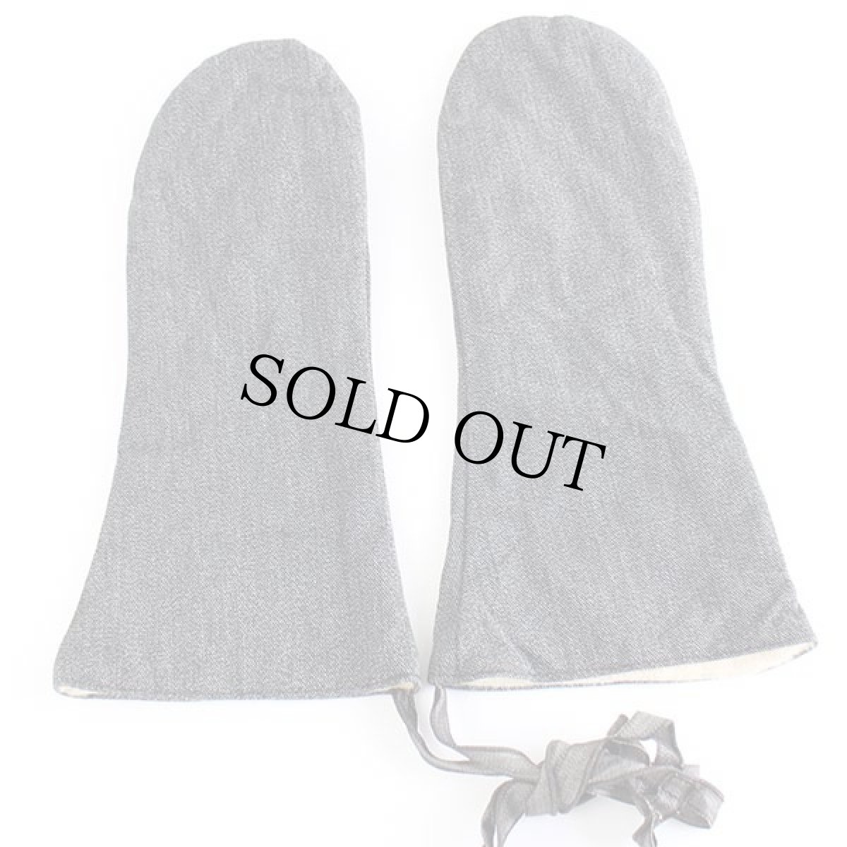 画像2: ビンテージ ブラックシャンブレー ミトン グローブ★A 手袋 (2)