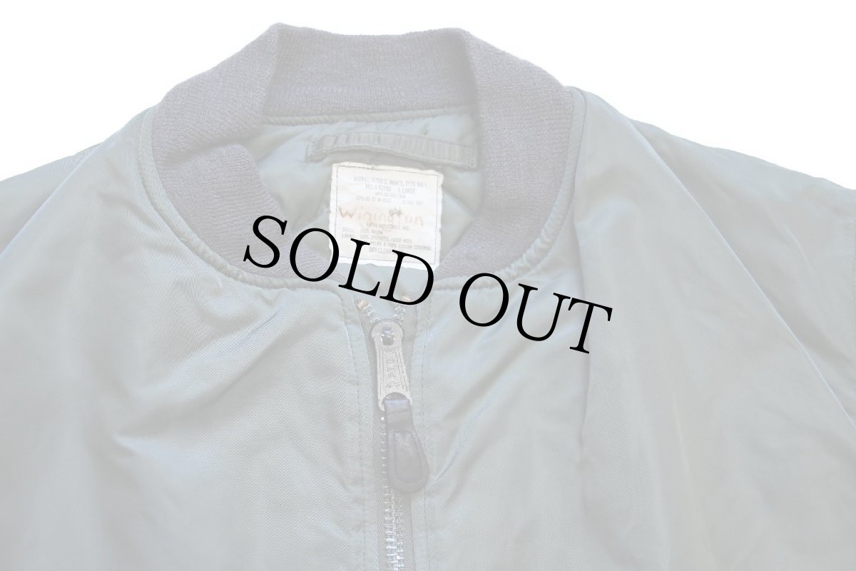 画像3: 90s ALPHAアルファ MA-1 グランドクルー キルティングライナー フライトジャケット セージグリーン XL (3)