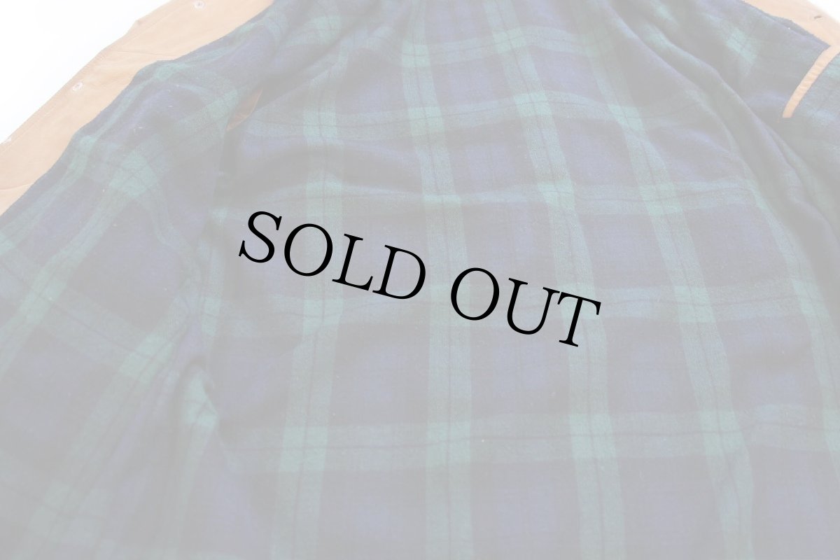 画像6: 80s Traditions Ltd タータンチェックライナー ヌバック レザー フィールドコート 茶★ジャケット (6)