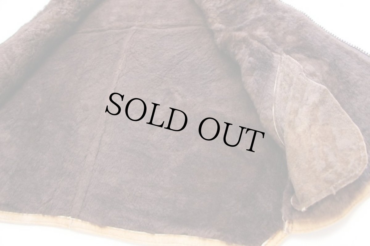 画像5: 80s Piapa シープスキン リアル ムートンベスト 薄茶 (5)