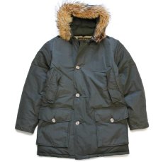 画像1: 00s USA製 WOOLRICH JOHN RICH&BROS. ウールリッチ コヨーテファー アークティックパーカー ダウンコート オリーブ S★A B-9タイプ (1)