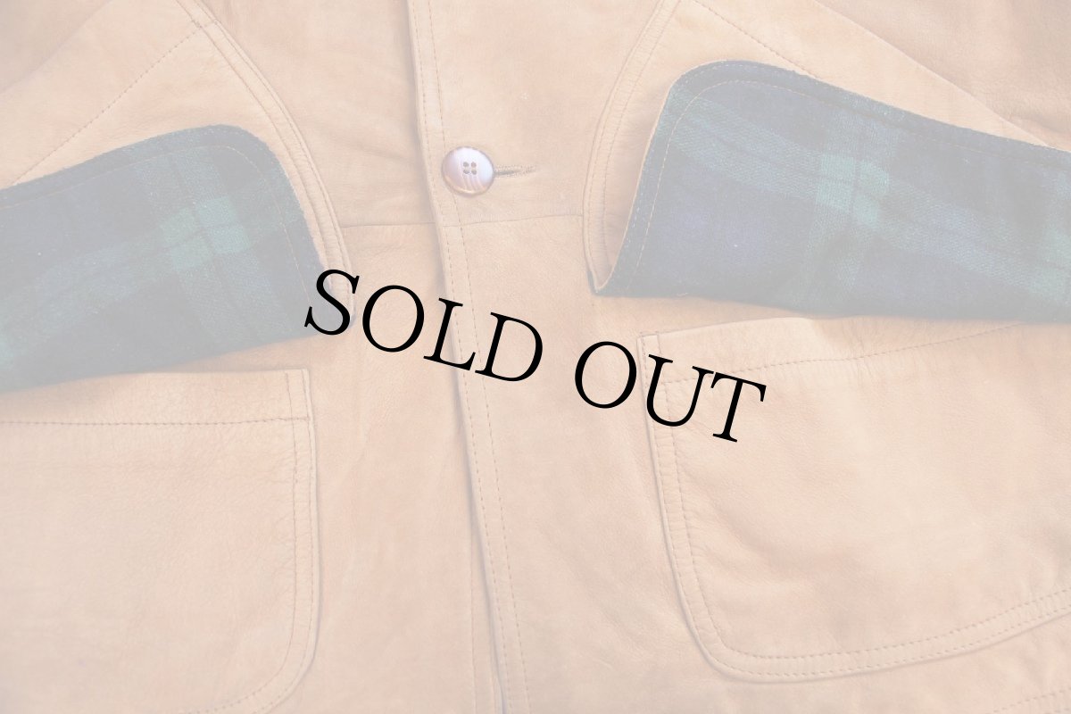 画像7: 80s Traditions Ltd タータンチェックライナー ヌバック レザー フィールドコート 茶★ジャケット (7)