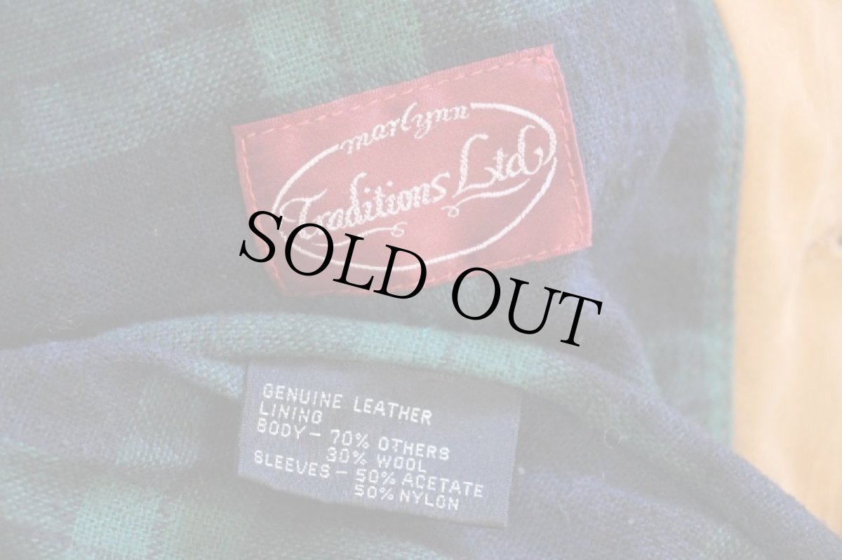 画像4: 80s Traditions Ltd タータンチェックライナー ヌバック レザー フィールドコート 茶★ジャケット (4)