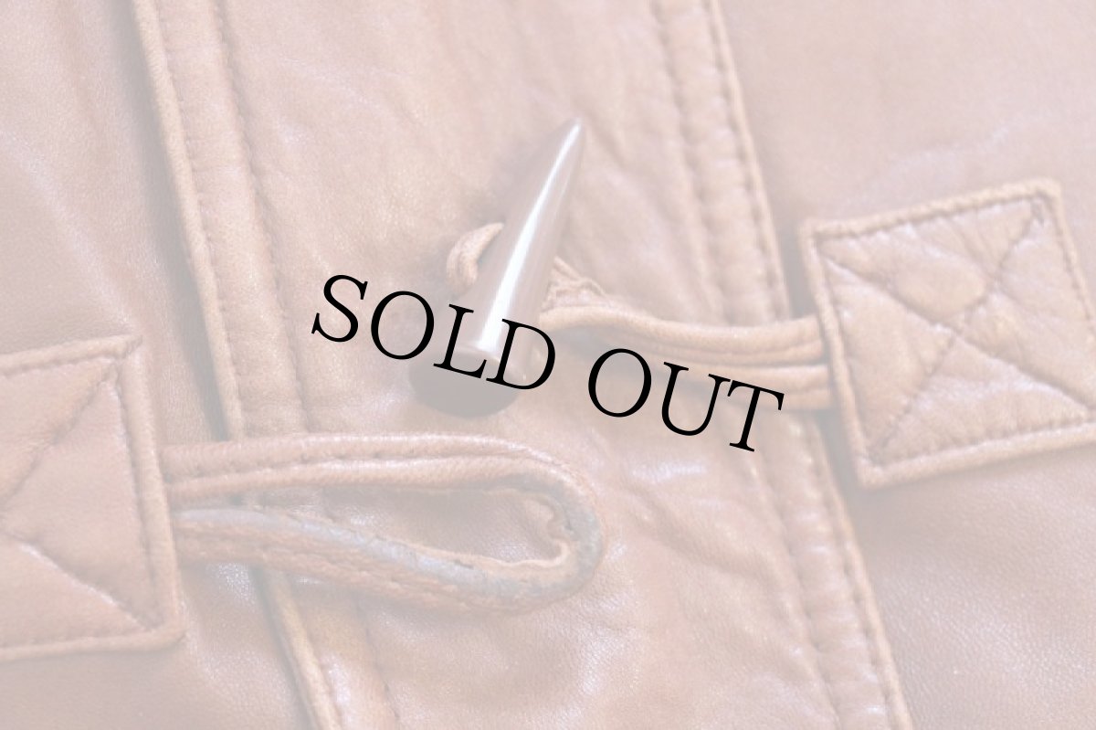 画像7: 90s ALAMO UOMO THERMOLITE 中綿入り フード付き ラムレザー ダッフルコート 茶 (7)