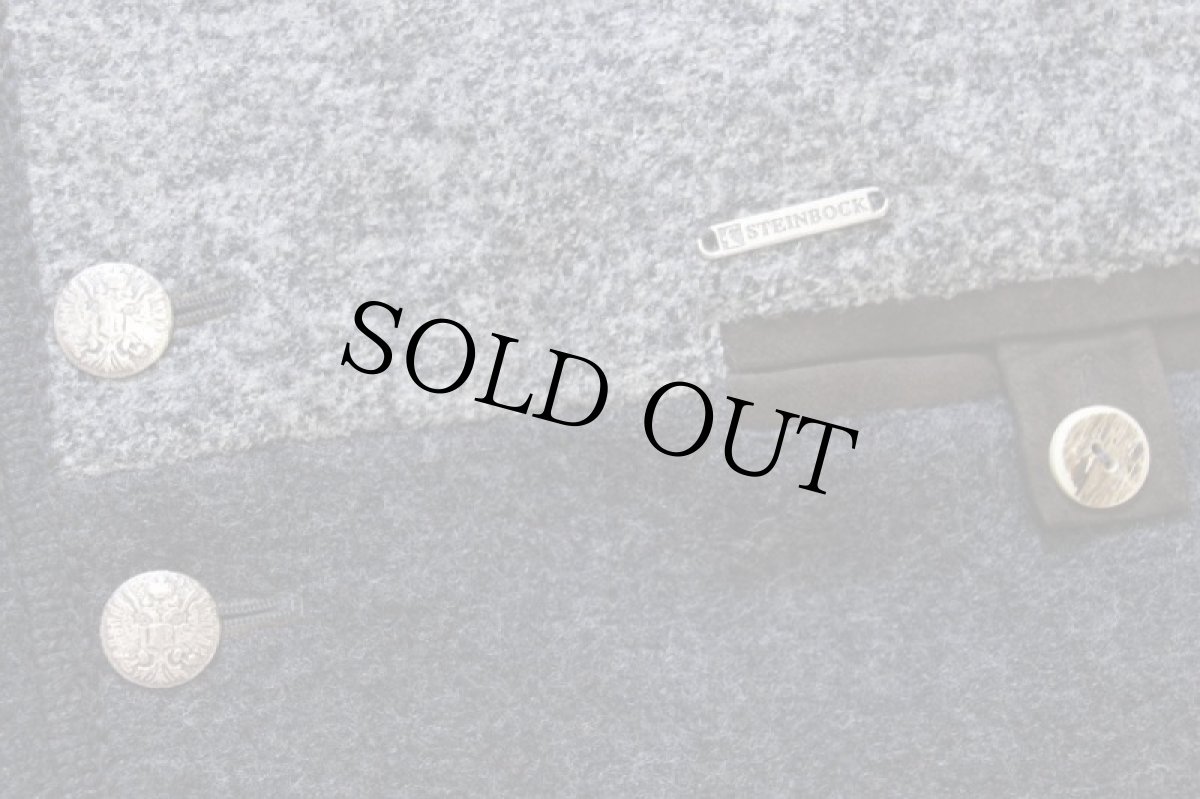 画像6: オーストリア製 STEINBOCK ツートン 切り替え 鹿角&メタルボタン チロリアン ボイルドウール ベスト ごま塩×グレー 56 (6)