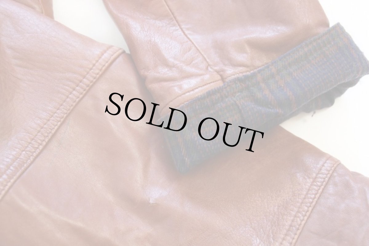 画像9: 90s ALAMO UOMO THERMOLITE 中綿入り フード付き ラムレザー ダッフルコート 茶 (9)