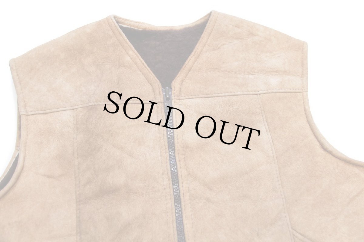 画像3: 80s Piapa シープスキン リアル ムートンベスト 薄茶 (3)