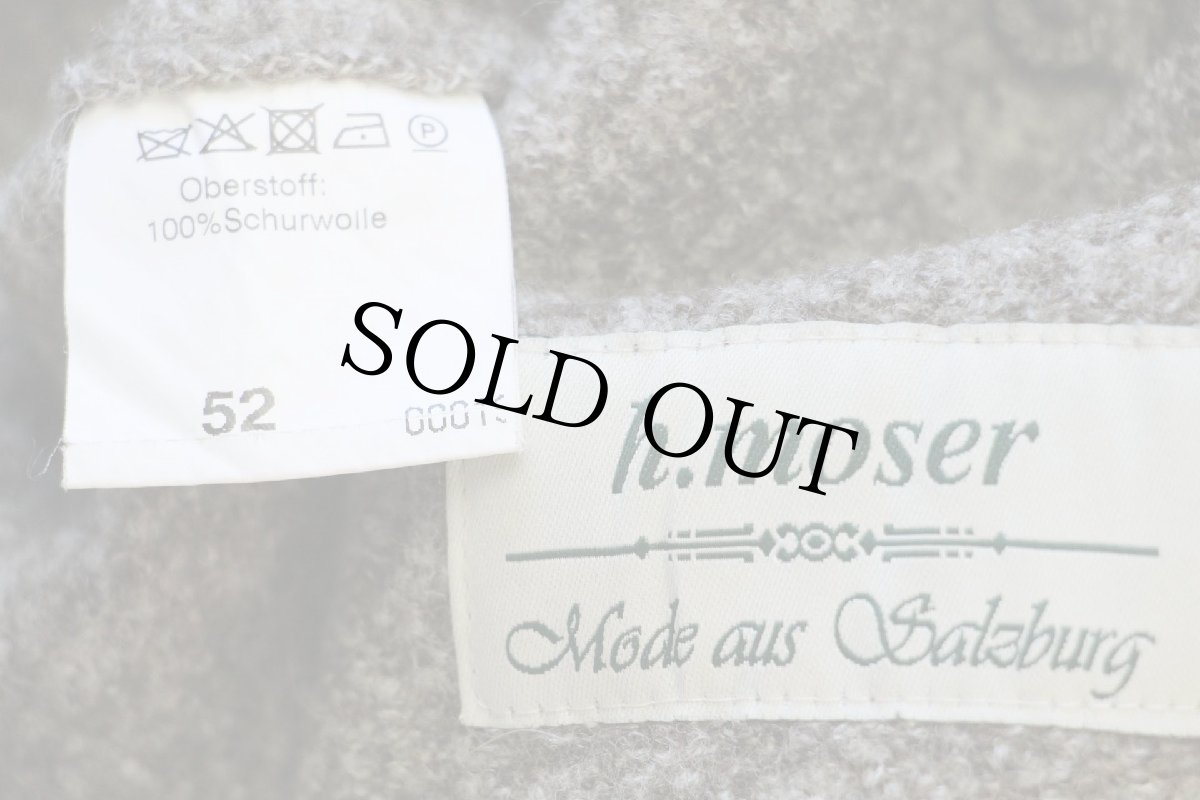 画像4: オーストリア製 h.moser 鹿角ボタン&トグルボタン ノーカラー チロリアン ボイルドウール ジャケット グレーブラウン 52 (4)