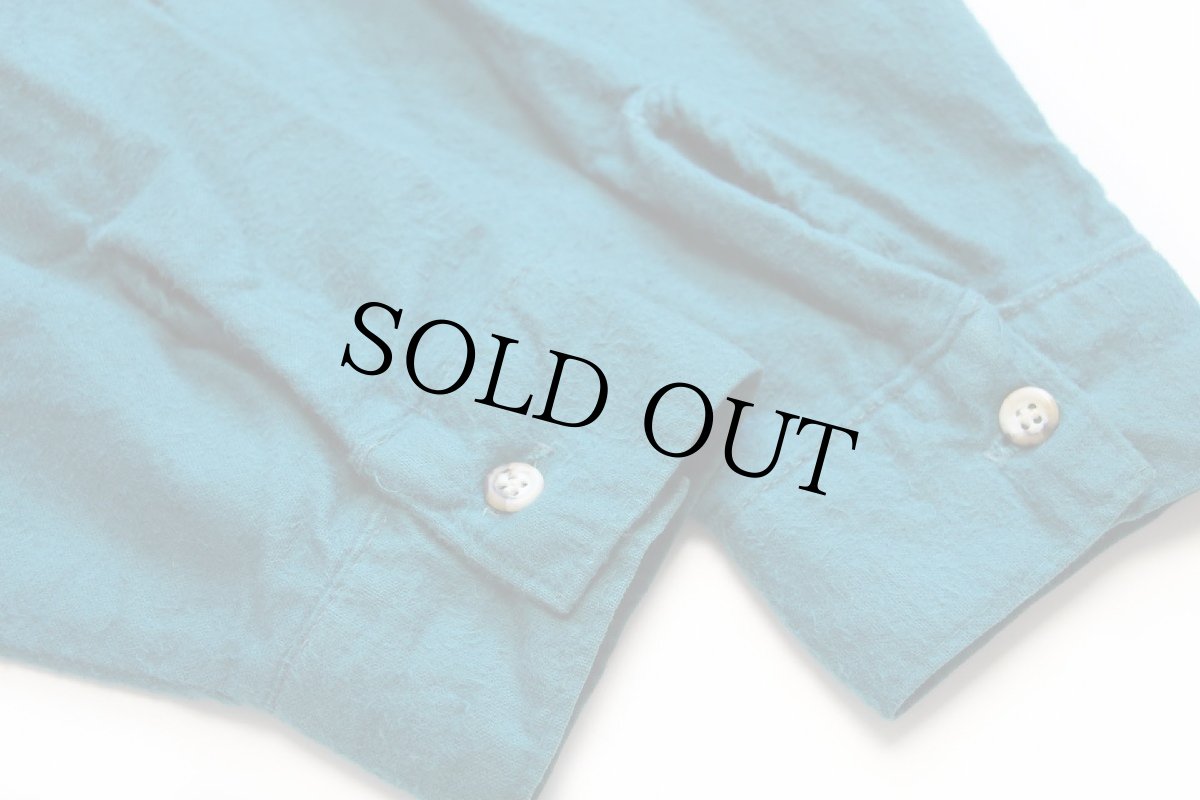 画像6: 90s USA製 FIVE BROTHERファイブブラザー 無地 コットン シャモアクロスシャツ 青緑 L (6)