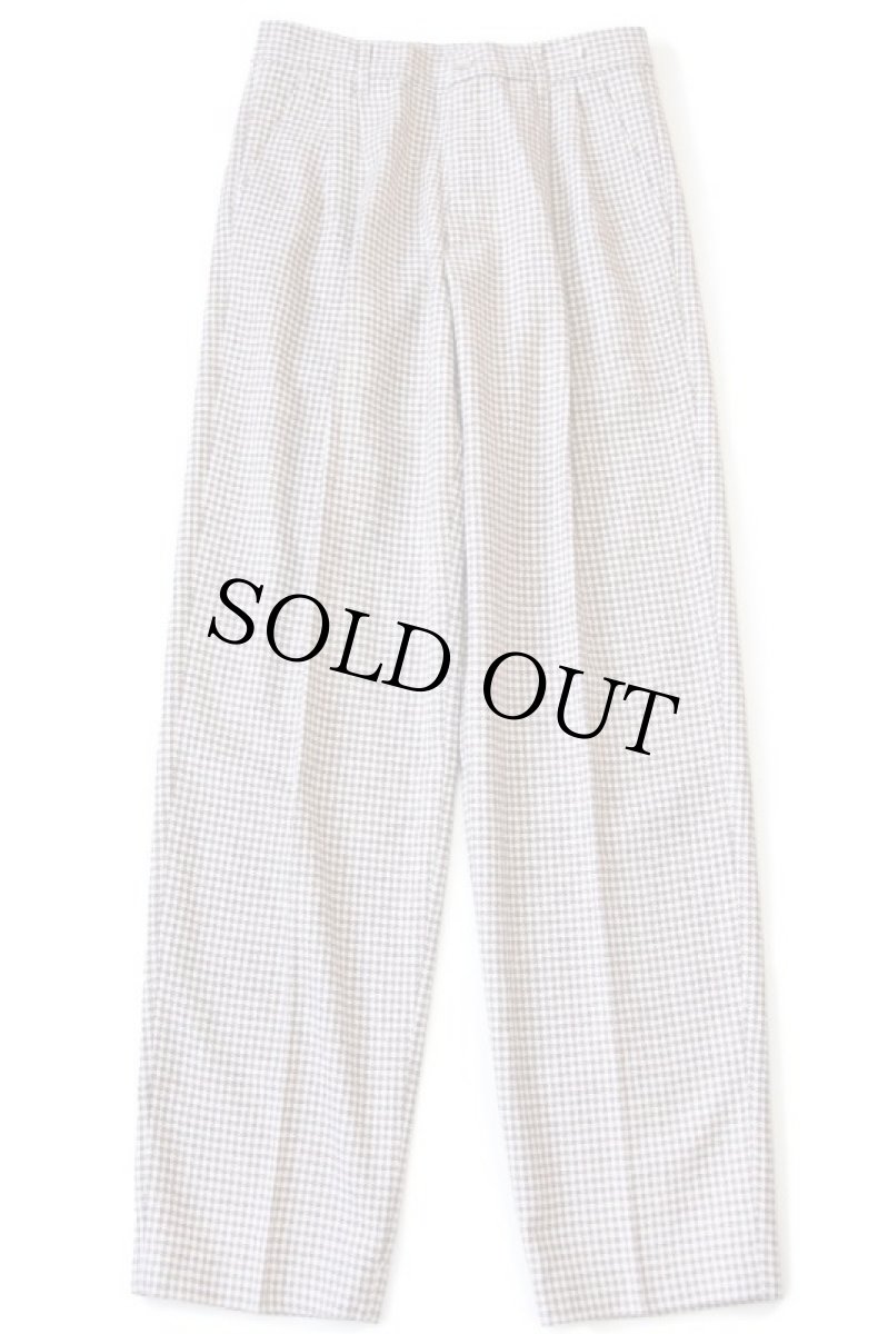画像2: デッドストック★90s イタリア製 BENETTONベネトン 千鳥格子 ツータック スラックス ウール混 パンツ 茶×白 46 (2)