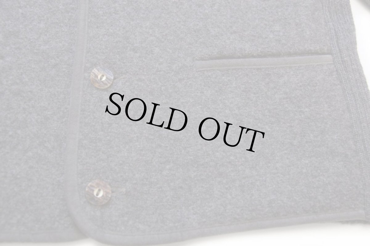 画像5: オーストリア製 Kitz-Pichler 鹿角ボタン スタンドカラー チロリアン ニット切り替え ボイルドウール ジャケット グレーブラウン (5)