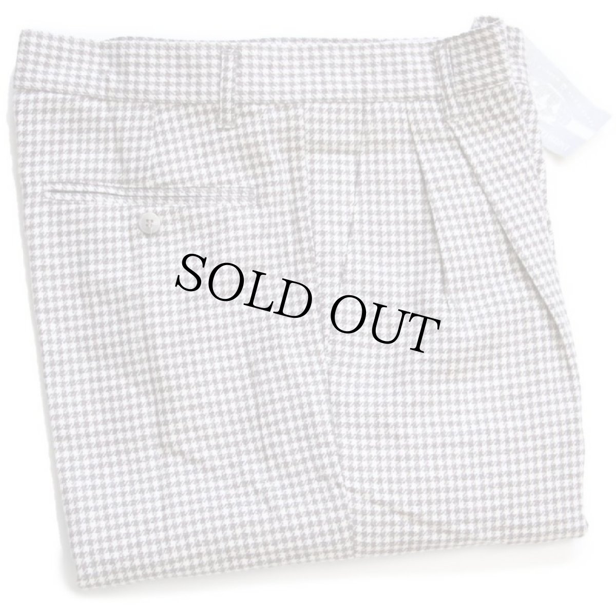 画像1: デッドストック★90s イタリア製 BENETTONベネトン 千鳥格子 ツータック スラックス ウール混 パンツ 茶×白 48 (1)