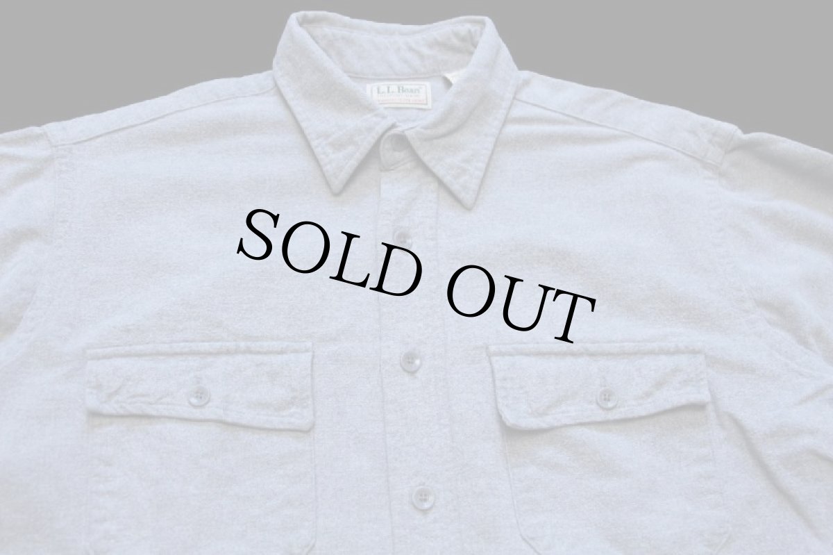 画像3: 80s USA製 L.L.Bean CHAMOIS CLOTH SHIRT 無地 コットン シャモアクロスシャツ グレー 16.5 (3)