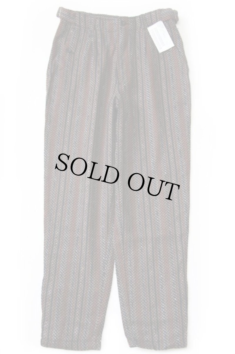 画像2: デッドストック★90s イタリア製 benettonベネトン 織り柄 ストライプ ワンタック ポリエステルパンツ 44 (2)