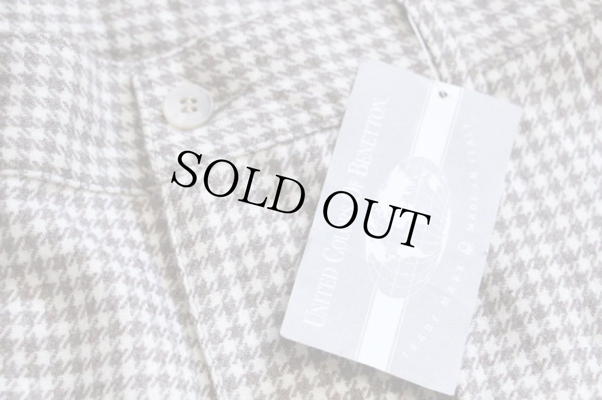 画像7: デッドストック★90s イタリア製 BENETTONベネトン 千鳥格子 ツータック スラックス ウール混 パンツ 茶×白 48 (7)