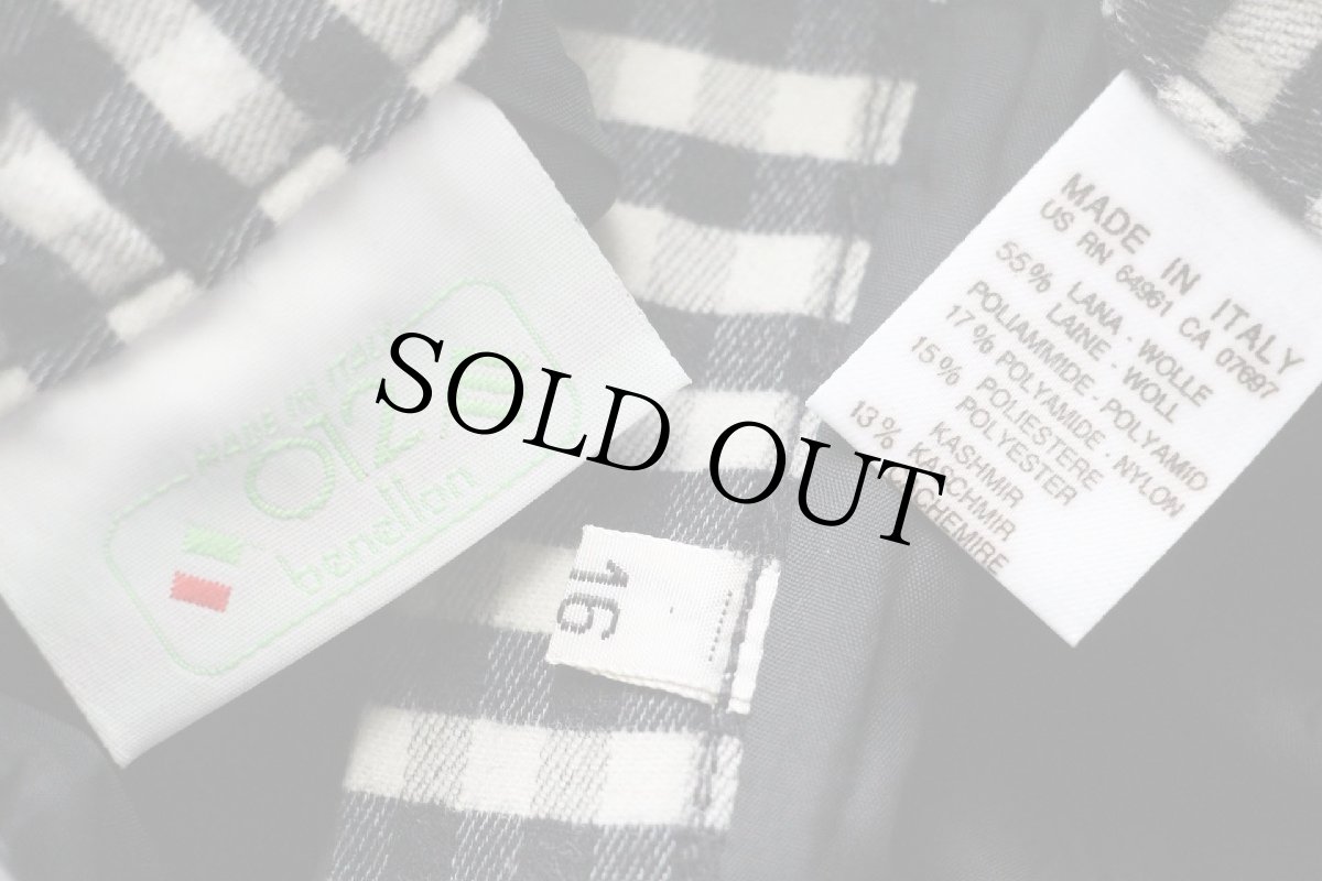 画像6: デッドストック★90s イタリア製 benettonベネトン ギンガムチェック スリータック スラックス ウール×カシミヤ混 パンツ 白×黒 16 (6)