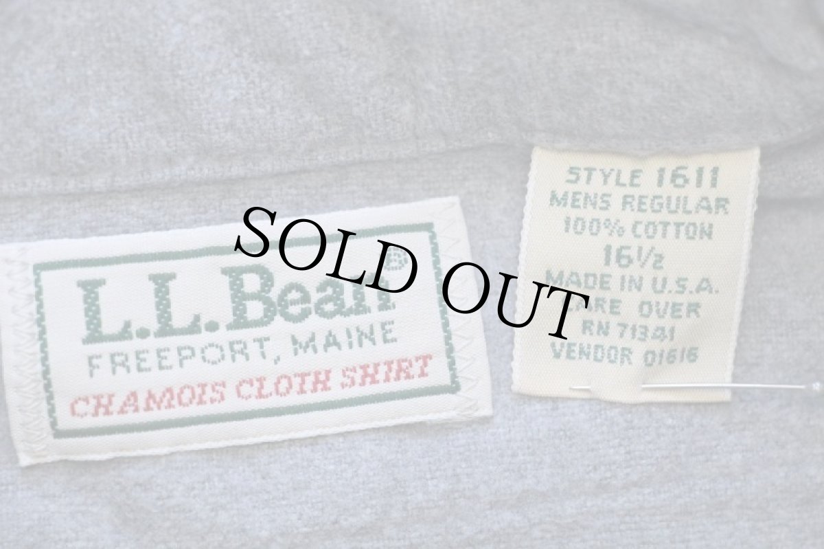 画像4: 80s USA製 L.L.Bean CHAMOIS CLOTH SHIRT 無地 コットン シャモアクロスシャツ グレー 16.5 (4)