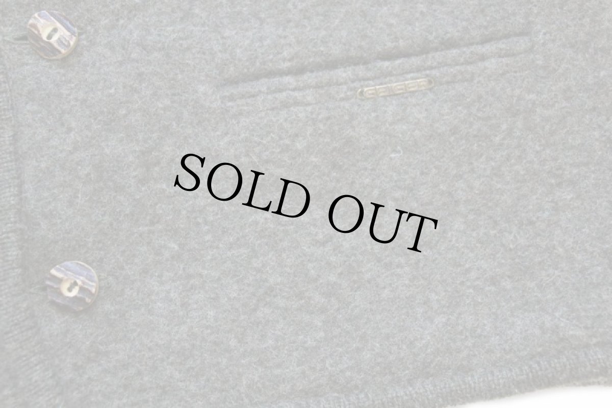 画像5: オーストリア製 GEIGER 鹿角ボタン スタンドカラー チロリアン ニット切り替え ボイルドウール ジャケット グリーン 52 (5)