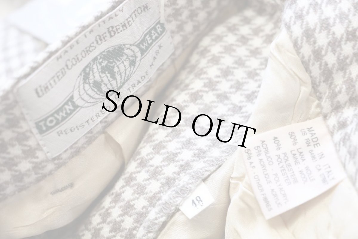 画像6: デッドストック★90s イタリア製 BENETTONベネトン 千鳥格子 ツータック スラックス ウール混 パンツ 茶×白 48 (6)