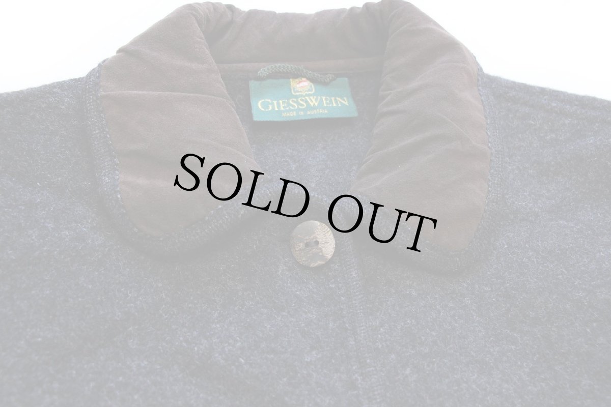 画像3: オーストリア製 GIESSWEIN 乗馬柄 アップリケ アート 鹿角ボタン チロリアン パイル×ボイルドウール ジャケット 44 (3)