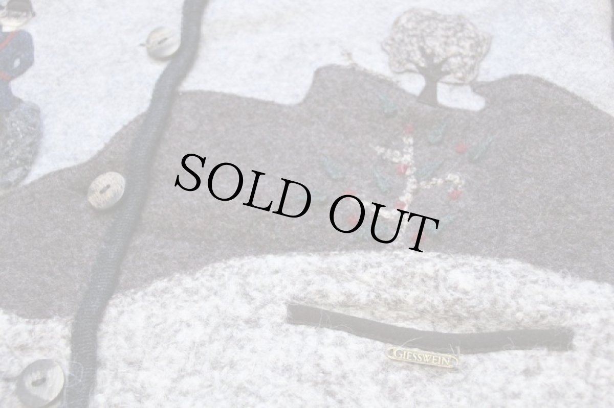 画像6: オーストリア製 GIESSWEIN 乗馬柄 アップリケ アート 鹿角ボタン チロリアン パイル×ボイルドウール ジャケット 44 (6)