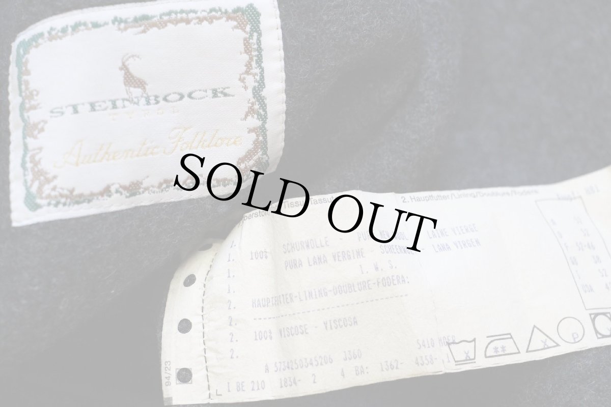 画像4: STEINBOCK フラワー 刺繍入り ノーカラー チロリアン ボイルドウール ジャケット チャコールグレー 52 (4)