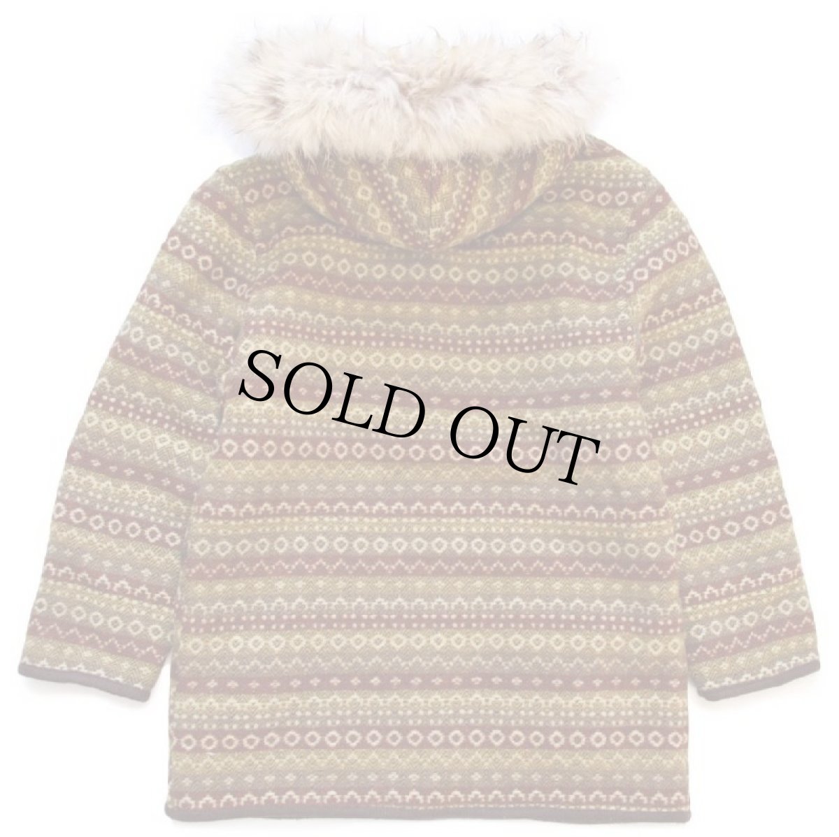 画像2: イタリア製 MERLET フェアアイル柄 リアルファー キルティングライナー チロリアン ウール ブランケットパーカー 44 (2)