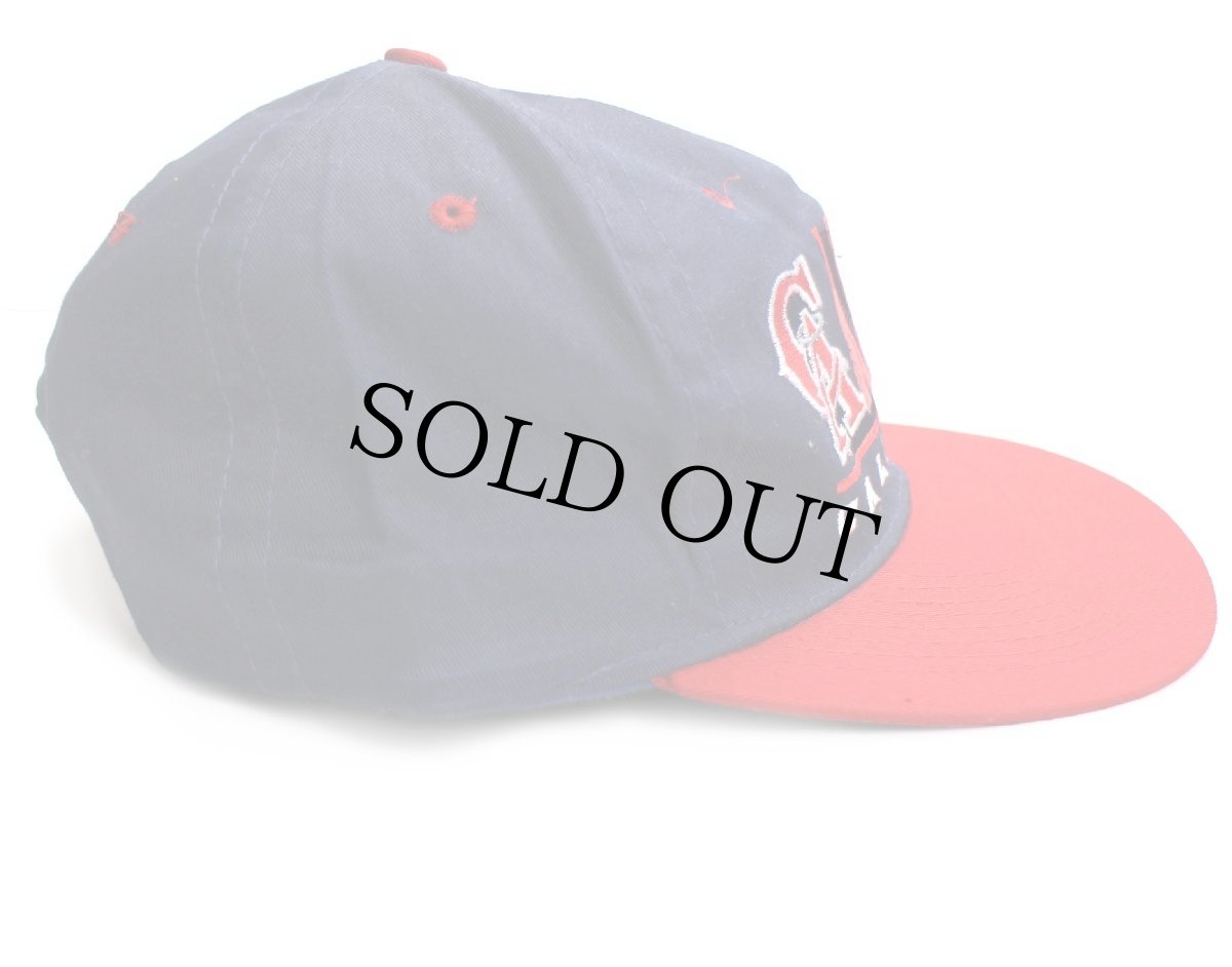 画像2: MBL ANGELS CALIFORNIA 刺繍 ツートン コットン ベースボールキャップ 紺×赤 (2)