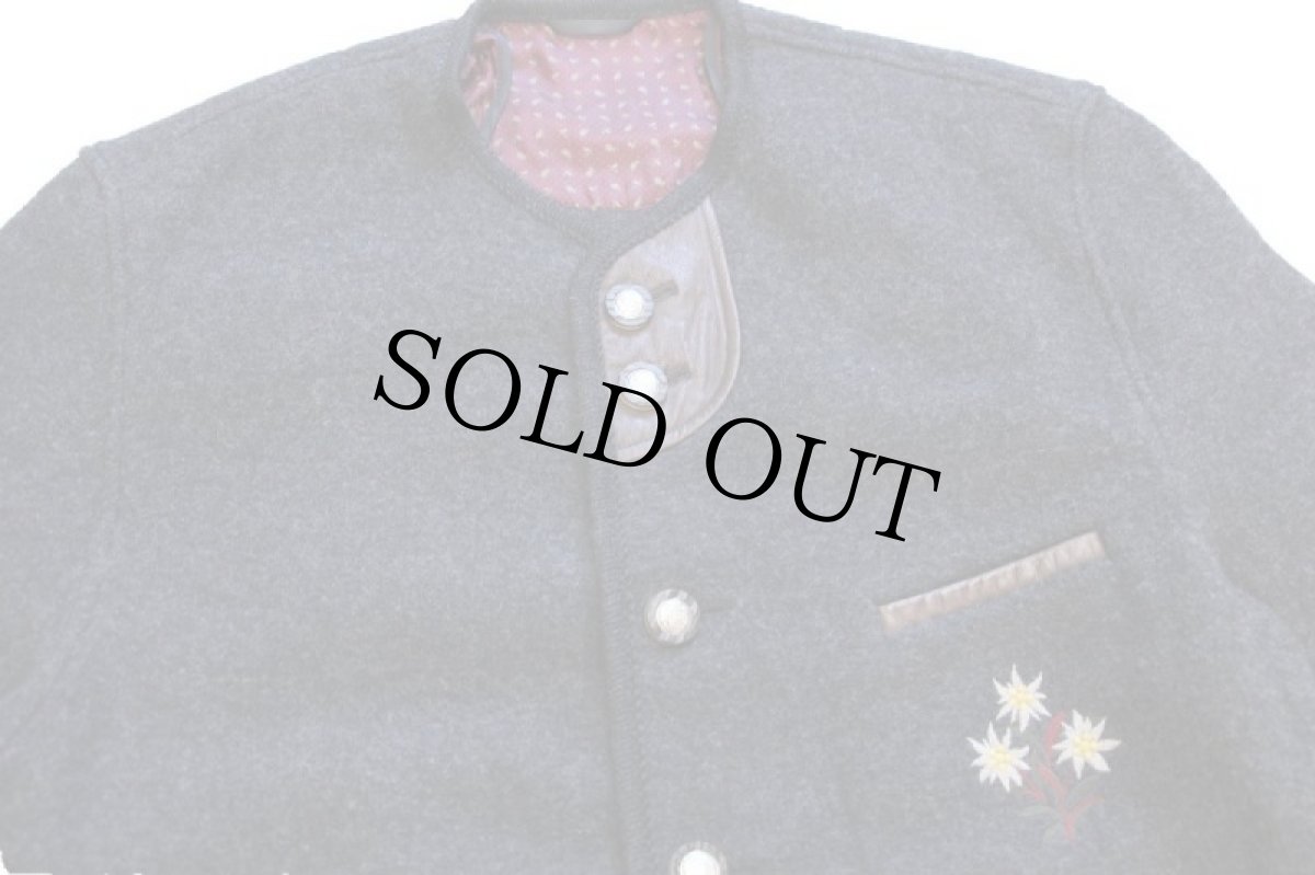 画像3: STEINBOCK フラワー 刺繍入り ノーカラー チロリアン ボイルドウール ジャケット チャコールグレー 52 (3)