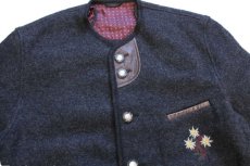 画像3: STEINBOCK フラワー 刺繍入り ノーカラー チロリアン ボイルドウール ジャケット チャコールグレー 52 (3)