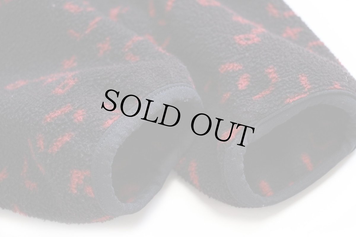 画像7: 90s USA製 patagoniaパタゴニア スノー 総柄 フリース スナップT 黒×赤 S (7)