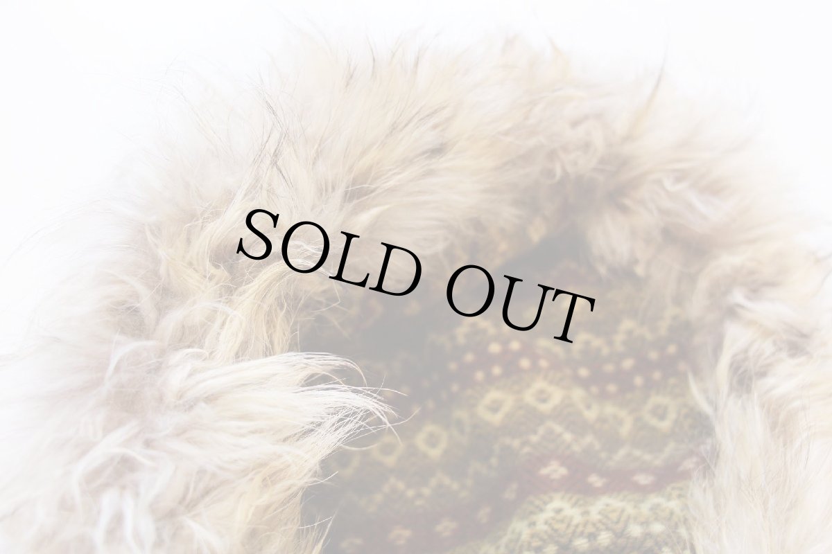 画像7: イタリア製 MERLET フェアアイル柄 リアルファー キルティングライナー チロリアン ウール ブランケットパーカー 44 (7)