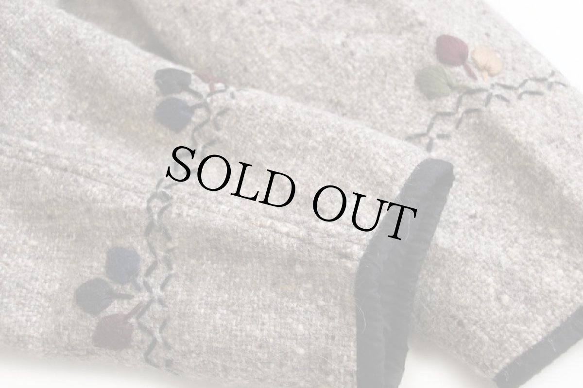 画像7: グアテマラ製 刺繍入り ウール ラグパーカー グレーベージュ ミックス★ジャケット (7)