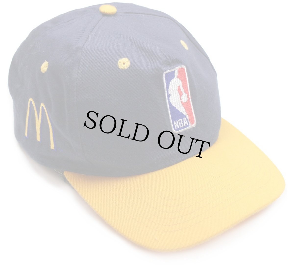 画像1: NBA×McDonald'sマクドナルド ロゴ刺繍 ツートン キャップ 紺×黄 (1)