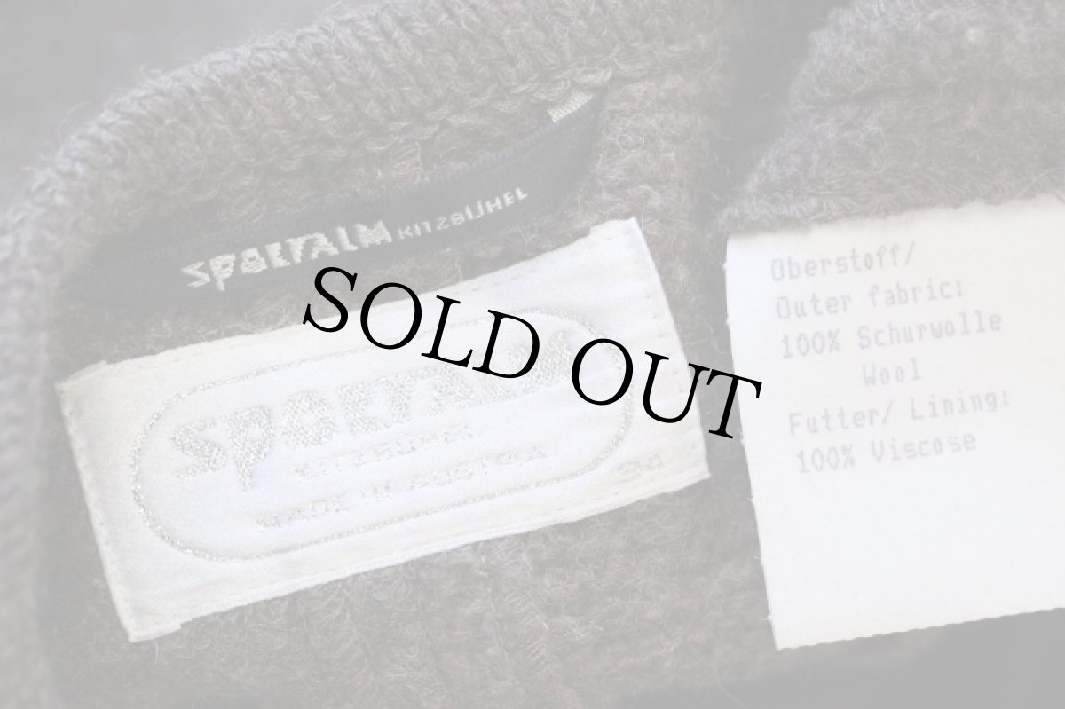 画像4: オーストリア製 SPORTALM パネル切り替え ノーカラー チロリアン ニット×ボイルドウール ジャケット ブラウン (4)