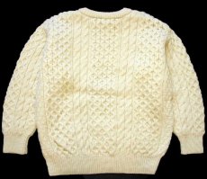 画像2: 80s フランス製 SAINT JAMESセントジェームス ケーブル編み ウールニット セーター ナチュラル L★フィッシャーマン (2)