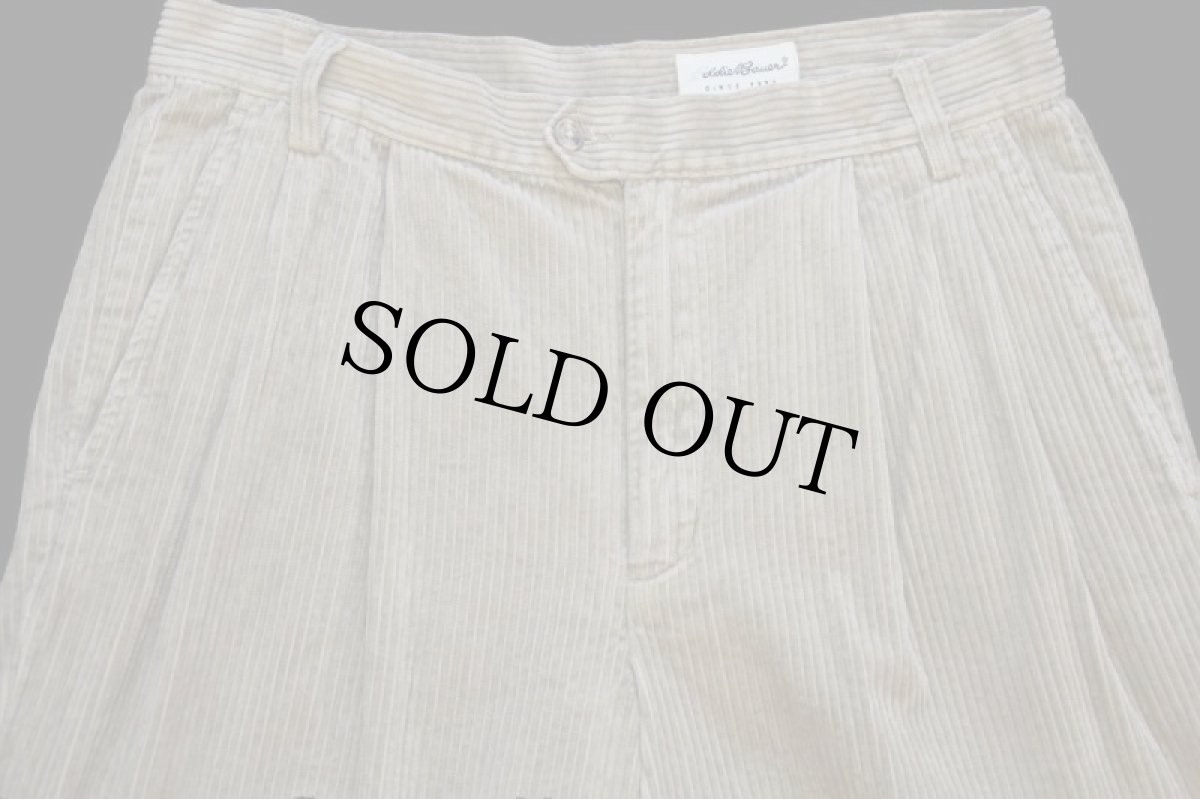 画像4: 00s EddieBauerエディーバウアー ツータック コットン 太畝 コーデュロイパンツ ベージュ w34 L32★スラックス (4)