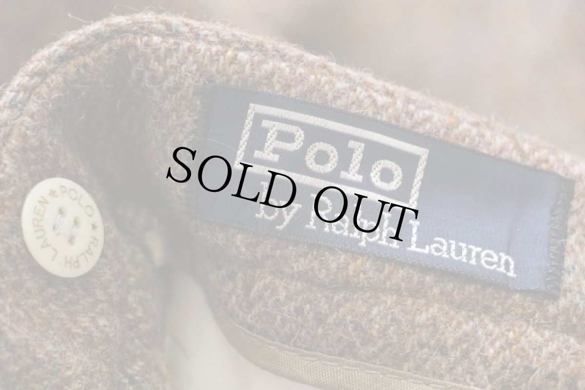 画像6: 90s ポロ ラルフローレン チェック ツータック スラックス ツイード ウールパンツ w36 (6)