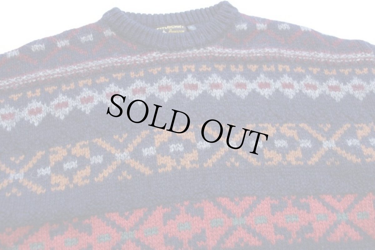 画像3: スコットランド製 PITLOCHRY フェアアイル柄 ローゲージ ウールニット セーター XL (3)