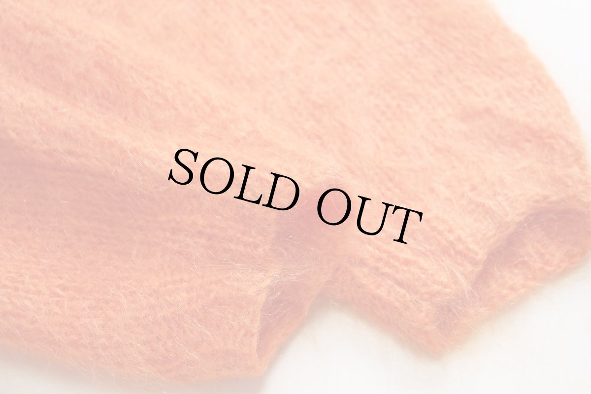 画像7: 90s イタリア製 ペイズリー フラワー 刺繍 モックネック モヘヤ×ウールニット セーター オレンジ (7)