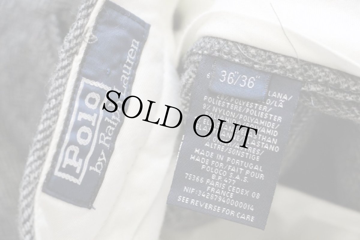 画像6: 90s ポルトガル製 ポロ ラルフローレン ツータック スラックス ストレッチ ヘリンボーン ツイード ウールパンツ w36 (6)