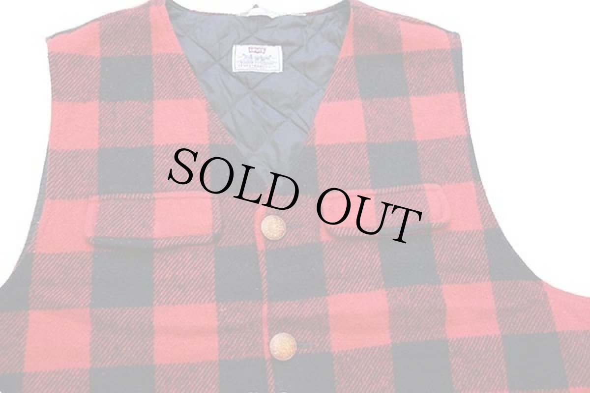 画像3: 90s イタリア製 Levi'sリーバイス バッファローチェック キルティングライナー ウール混 ベスト 赤×黒 XL★ユーロ (3)